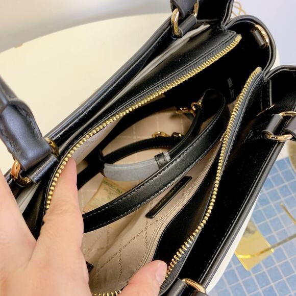 Michael Kors 35T4G6RS3C Reed Large Satchel Crossbody Purse Bag IN BLACK - Picture 6 of 7